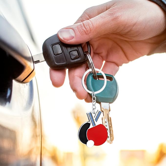 Table Tennis Racket Keychain Sports Key Holder Bag Ornament