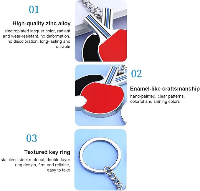 Table Tennis Racket Keychain Sports Key Holder Bag Ornament