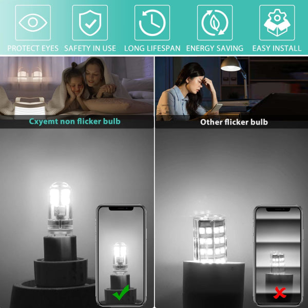 G9 LED Bulbs 10-Pack 1.5W Cool White 6000K Non-Dimmable AC 220-240V Mini Flicker-Free