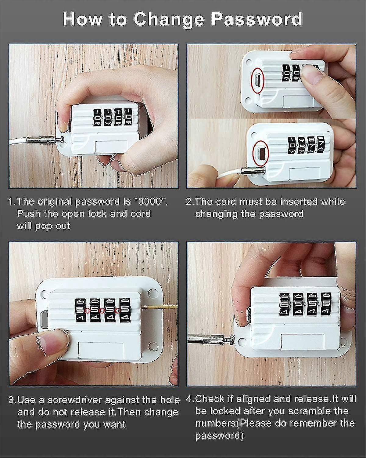 Refrigerator Safety Lock Self-Adhesive Combination Lock White Pack for Adults Compatible with Electric Mini Fridge