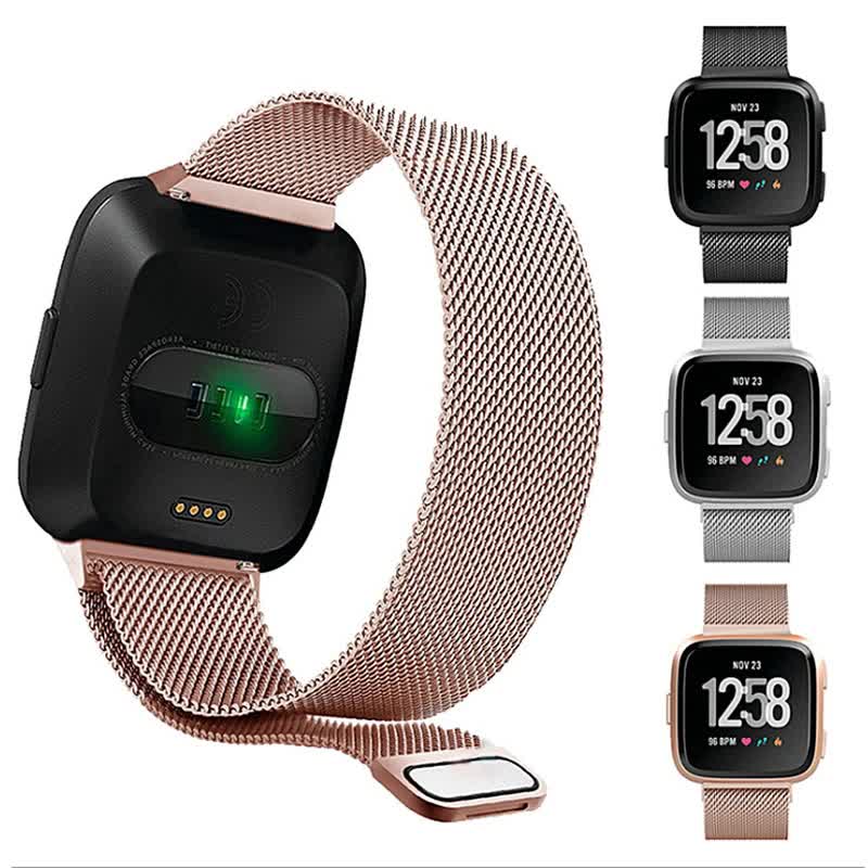 Compatible with Fitbit Versa 2 3 4 Lite Sense Band Wristband Milanese Sense 2 Replacement Magnetic Bracelet Bracelet Fit Bit Watch Strap Rose Pink For Versa 2