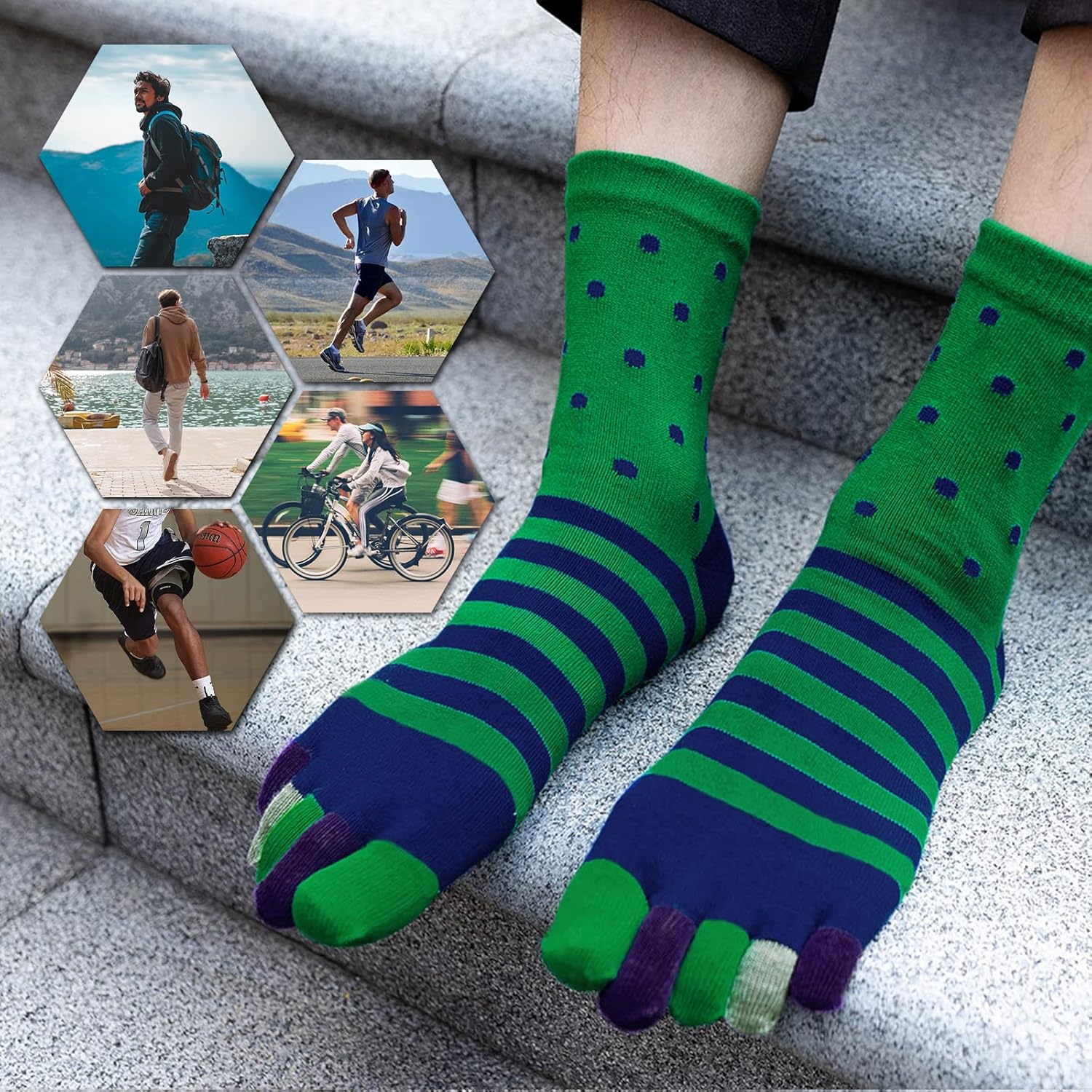 Men's 5 Finger Socks with Split Toe Socks, Sports Five Finger Socks for Men