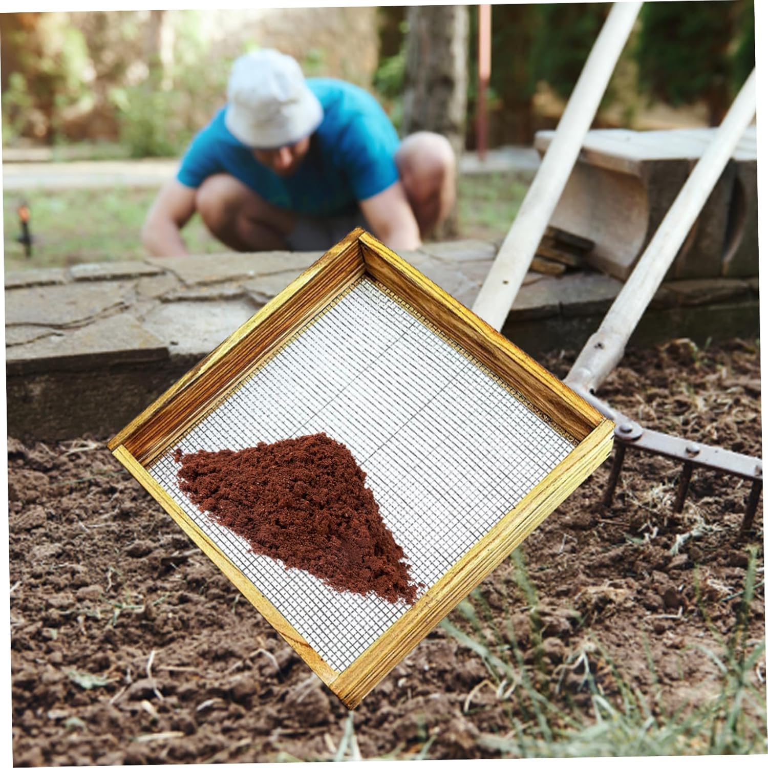 Garden sieve, soil sieve, mesh, ground stone, sand sieve, garden tool for sifting compost, dirt, soil, leaves, live