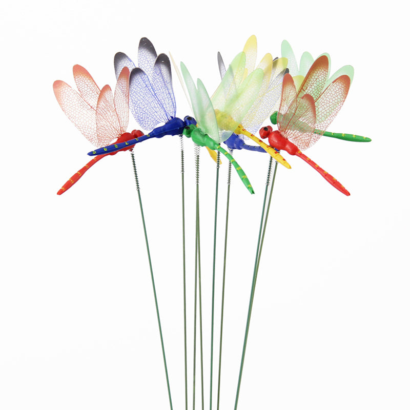 Dragonfly Insert Sticks 10pcs Multicolor Simulation Decoration with Dragonflies