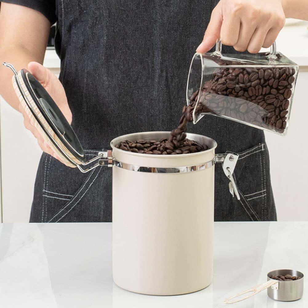 Green Coffee Container with CO2 Valve 1.8L Airtight Storage Jar