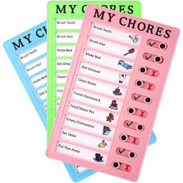 3 pcs checklist board - daily schedule to do list board memo - plastic chores chart with slider portable to do list for