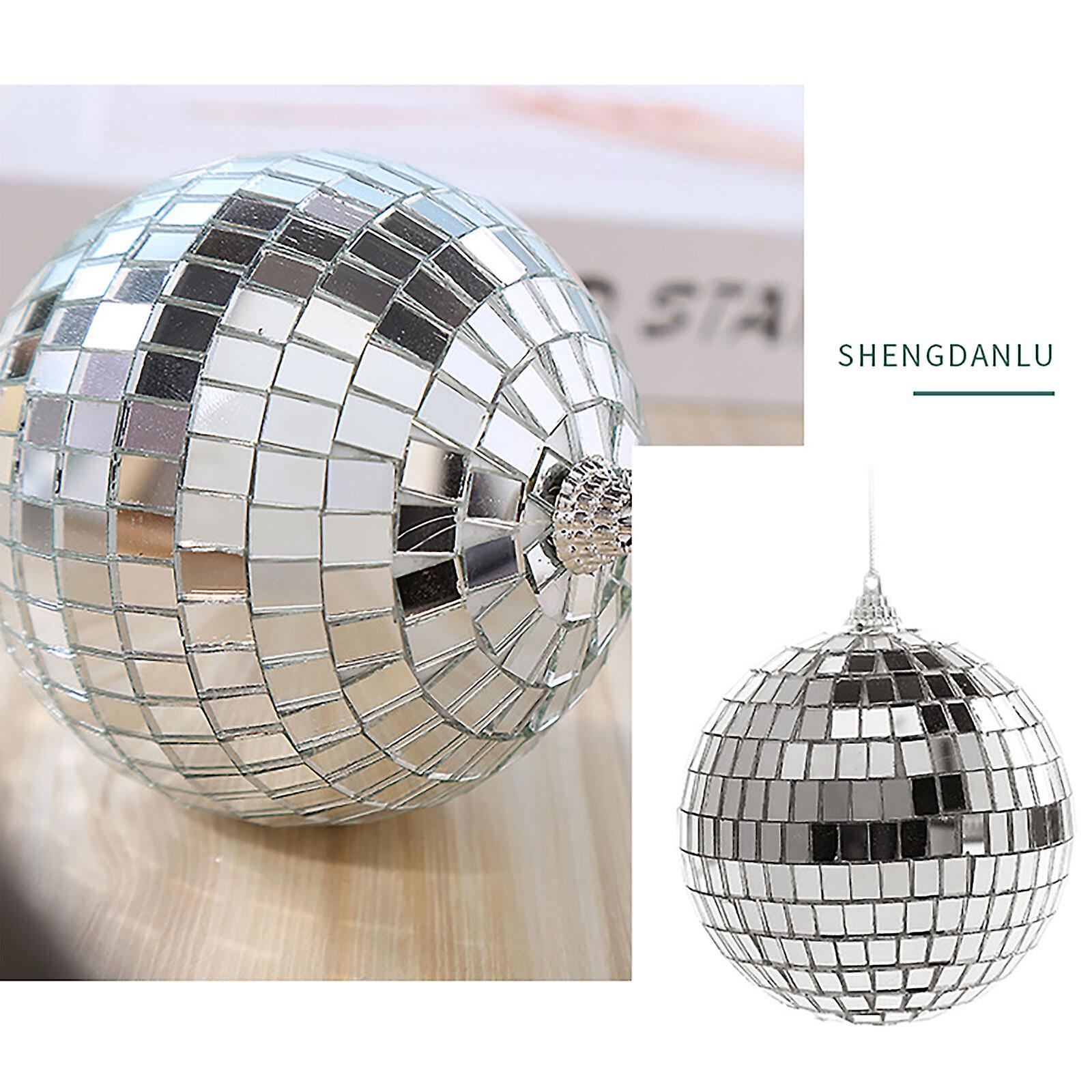 Silver Disco Ball Party Decorations 6/12 pcs Mini Plastic Ornaments with Silver_MGF 6CM