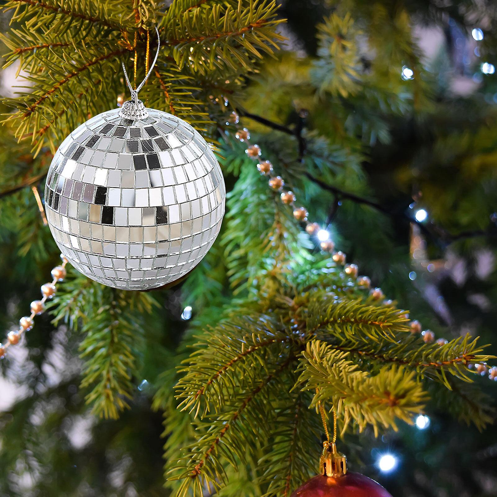 Silver Disco Ball Party Decorations 6/12 pcs Mini Plastic Ornaments with Silver_MGF 6CM