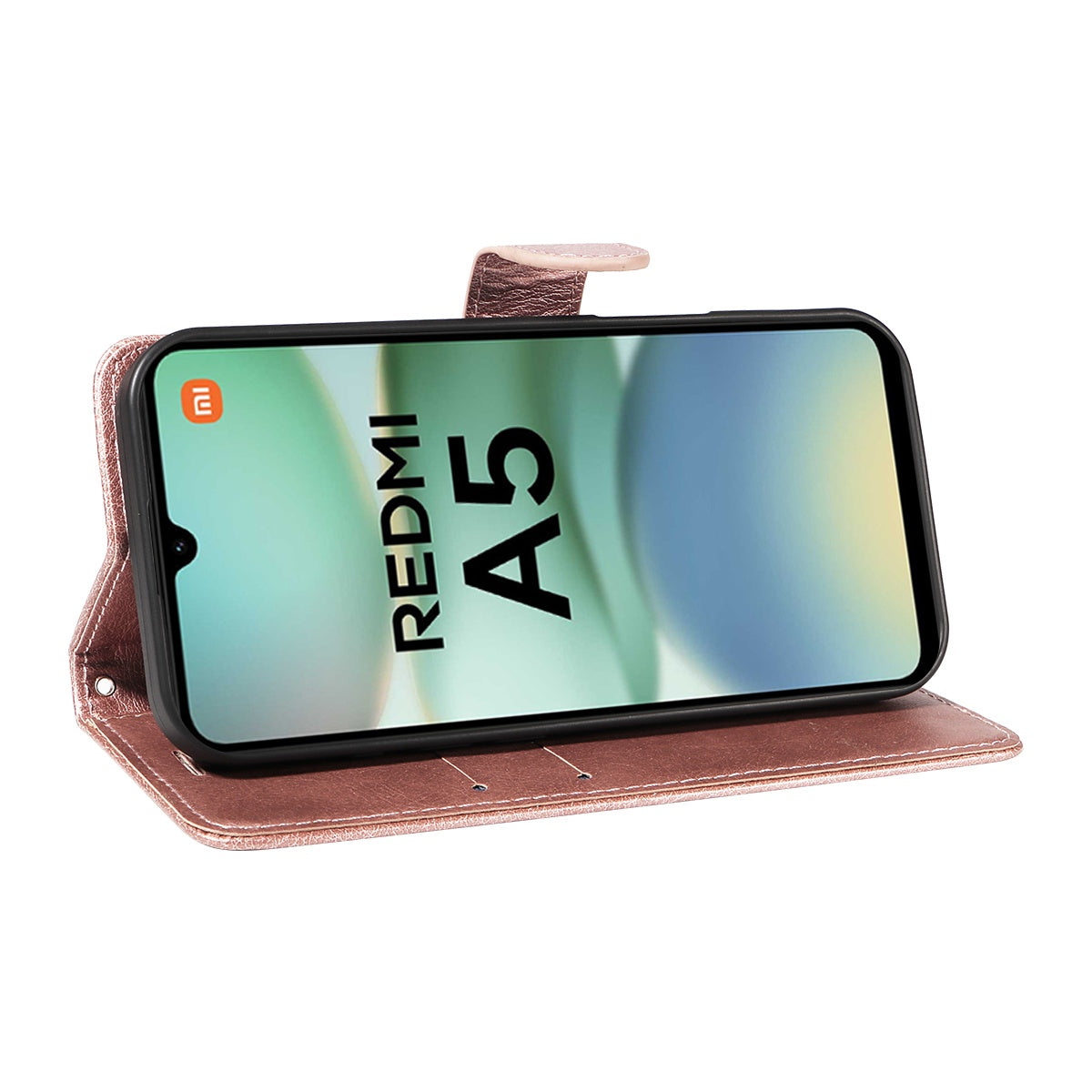 Xiaomi Redmi A5 4G PU Leather Wallet Case Compatible with SKALO MGF Pink Gold