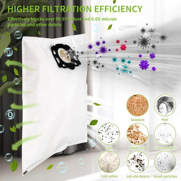 10 vacuum cleaner bags for Kärcher vacuum cleaners, compatible with wd4 wd5 wd6 mv4 mv5 mv6