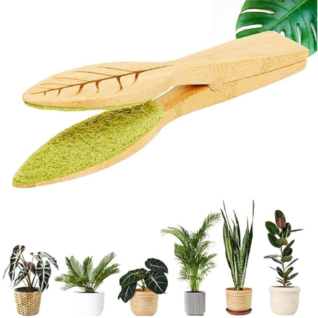 25 cm Generic Leaf Cleaning Tongs, House Plant Leaf Cleaning Tongs, Plant leaf Lint cleaner, Leaf-Shaped Cleaning Tongs,Cleans Both Sides of Leaves