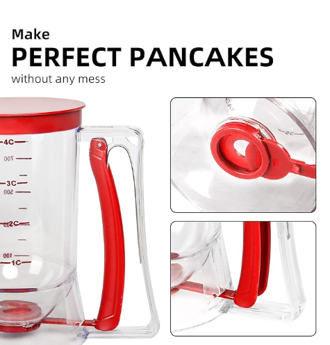 800 ML Batter separator Cupcakes Pancakes Cookie Cake Waffles Batter Dispenser cookie separator batter Cream Speratator Cup Measuring Baking Tools (red)
