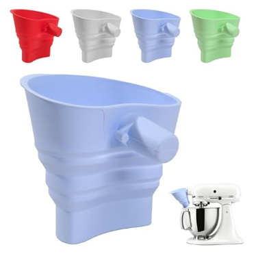 Silicone Flour Funnel for Kitchen Aid Stand Mixer, Food Grade BPA-Free Silicone Durable Funnel Fits KSM150 5-Quart Tilt-Head Mixers, Mess-Free Dishwasher Safe Baking Accessory (Blue,Set of 3)