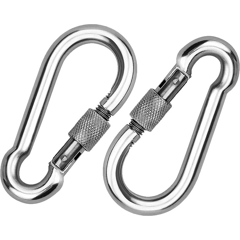 2 Pieces 304 Stainless Steel Carabiner, Stainless Steel Screw Gate Carabiner, Stainless Steel Carabiner, For Hanging