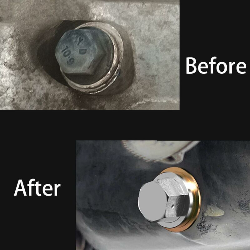 Oil Pan Screw, Universal Metal Anodized Magnetic Engine Oil Pan Nut Drain Plug Anti-Theft With Ring, Universal Oil Pan