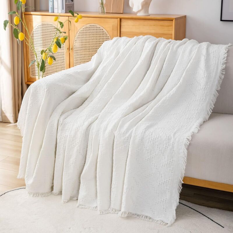 Multifunction Sofa Towel Bed Cover Large Size Sofa Cover 3 Seater 180X230Cm White