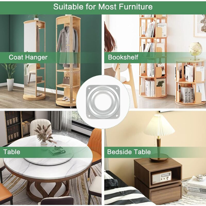 360 Degree ROtating Tray 6 Pieces Metal Turntable Tv Swivel Plate Square ROtating Plate 4 Ball Bearing Swivel Plate For