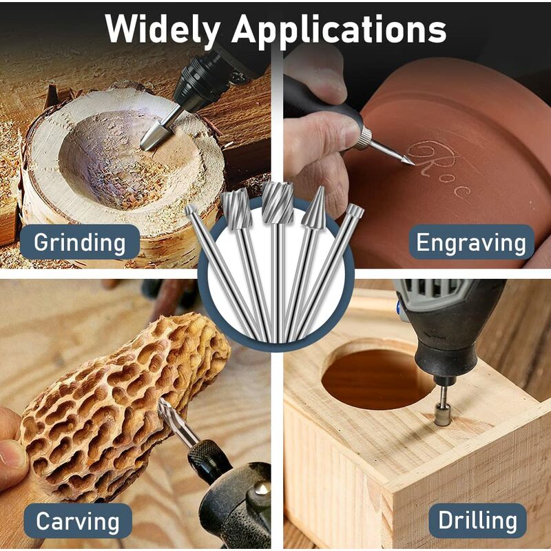 20 pcs ROtary Burr Set, High Speed Steel Carving Tool With 3Mm Grinding Head For Woodworking Carving Engraving Drilling