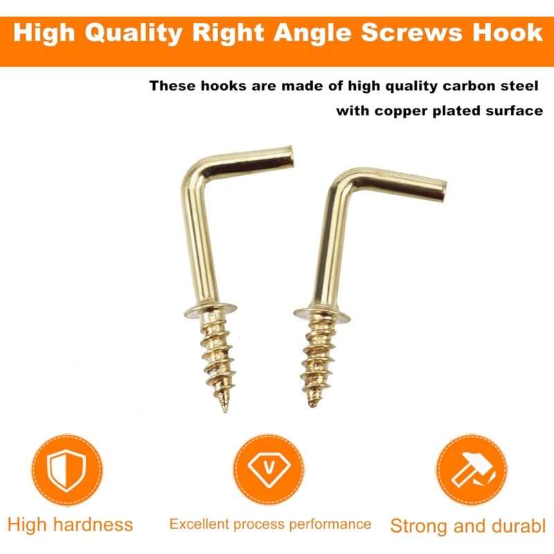 100 pcs 1.5Cm Right Angle Screw Hooks Square Screw Hooks L Shaped Screw Hooks Fixing Accessories With Storage Box For