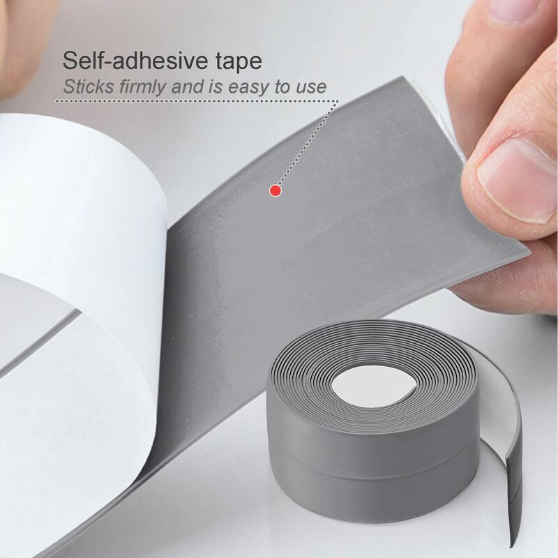 3 ROlls Waterproof Sealing Strip, Bathroom Seal, Pvc Self-Adhesive Caulking Tape For Kitchen, Toilet, Bathtub (Grey)