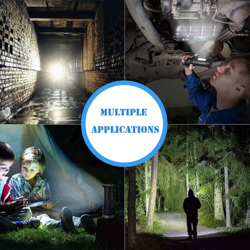 Ultra Powerful Rechargeable Cob LED Flashlight Waterproof Work Light 4 Modes Portable Emergency Torch For Hiking