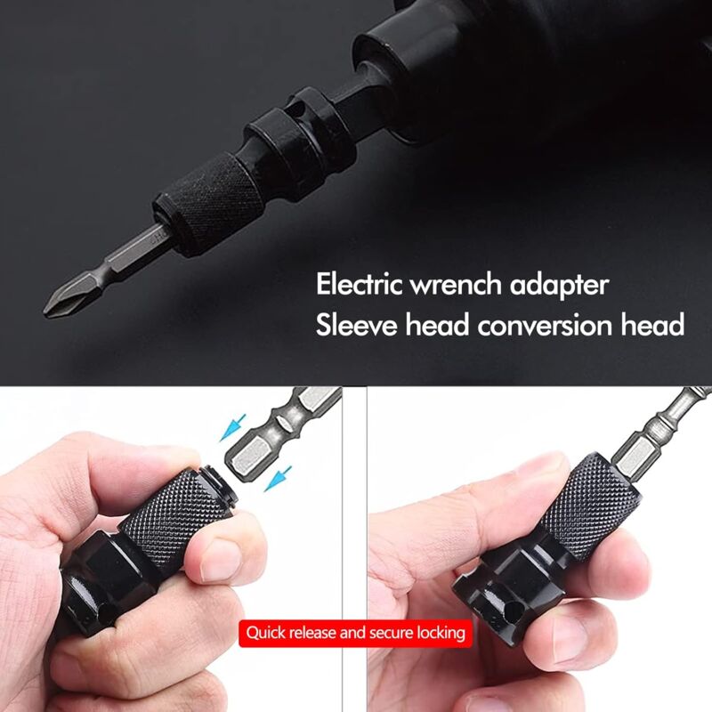 2 pcs Socket Adapters 1/2" Square Drive To 1/4" Impact Wrench Adapter Quick Release Converter For Impact Ratchet Wrench