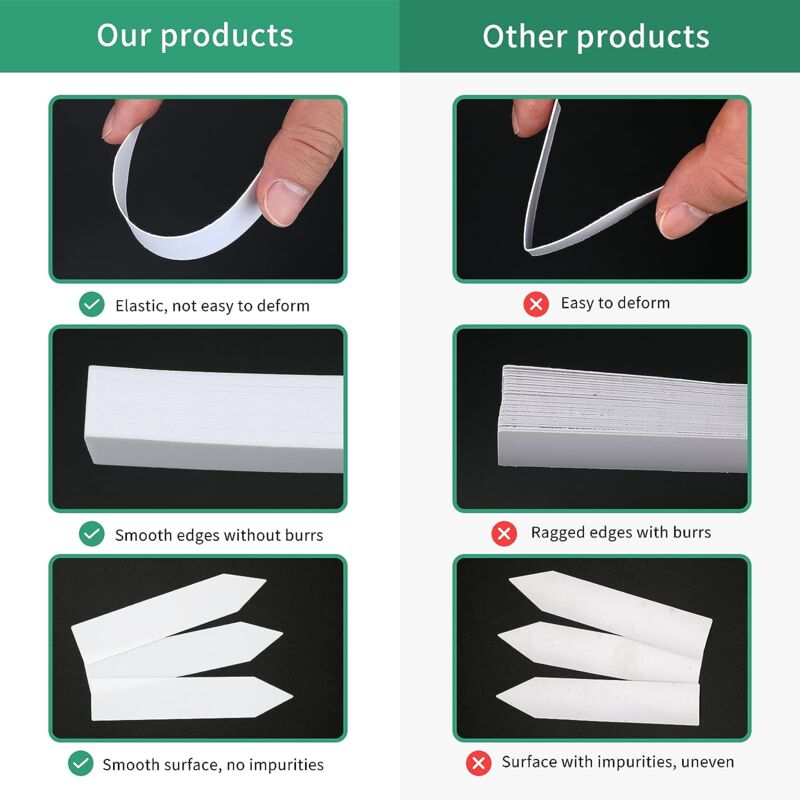 100 pcs Plastic Plant Label, White Plastic Garden Tag 10X2Cm