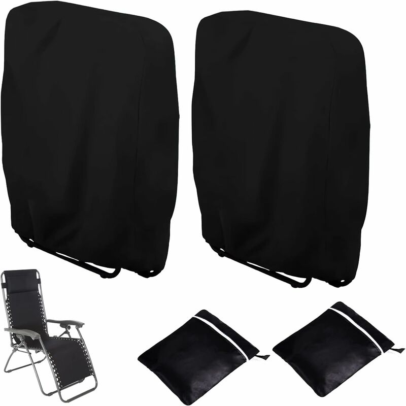2 pcs Folding Sun Lounger Cover, Windproof Anti-Uv Waterproof Folding Garden Chair Covers, Garden Sun Lounger Cover,