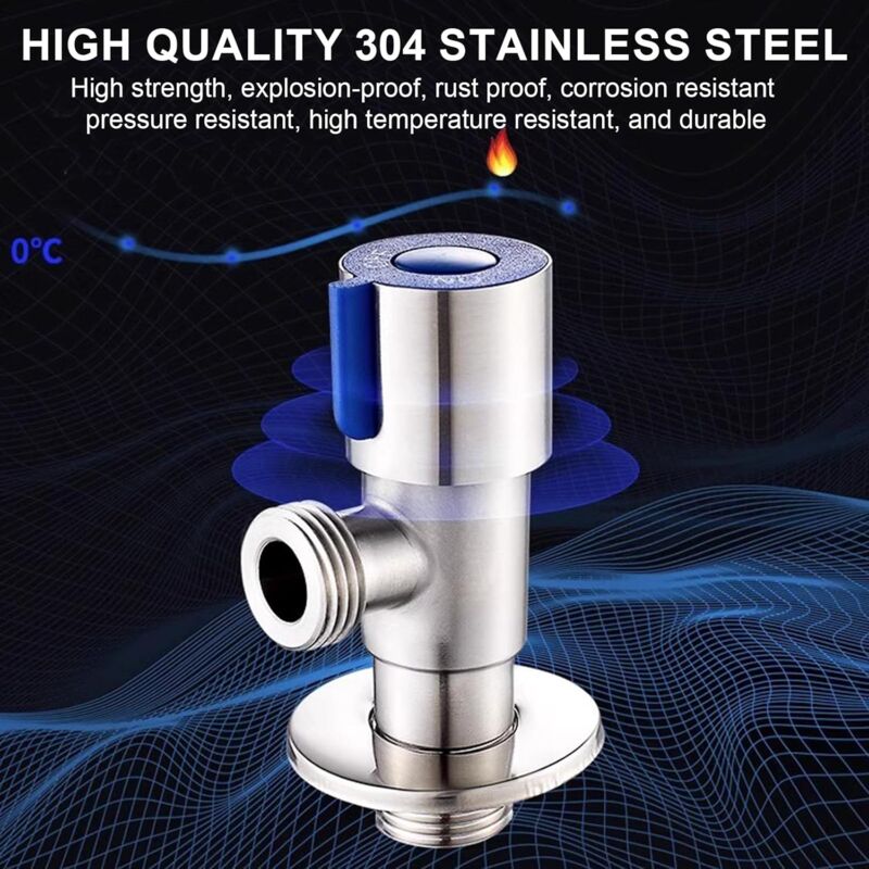 2 pcs Stainless Steel Faucet Angle Valve 1/2' Angle Valve Angle Control Valve For Bathroom, Kitchen, Toilet (Blue, Red)