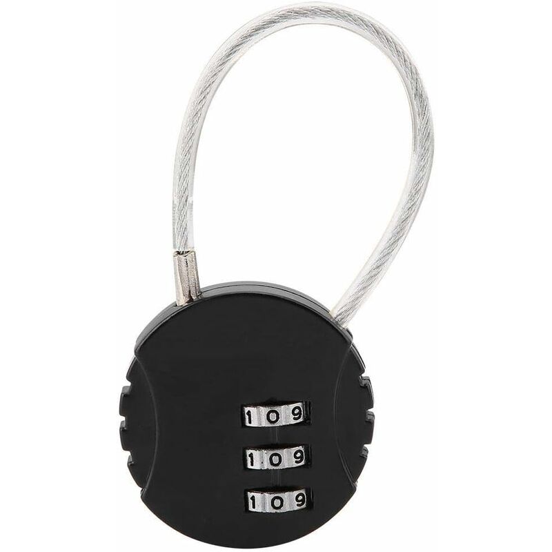 Security Padlock, Combination Lock Code Lock Travel Lock With Steel Cable 3 Digit Luggage Lock For Suitcases And
