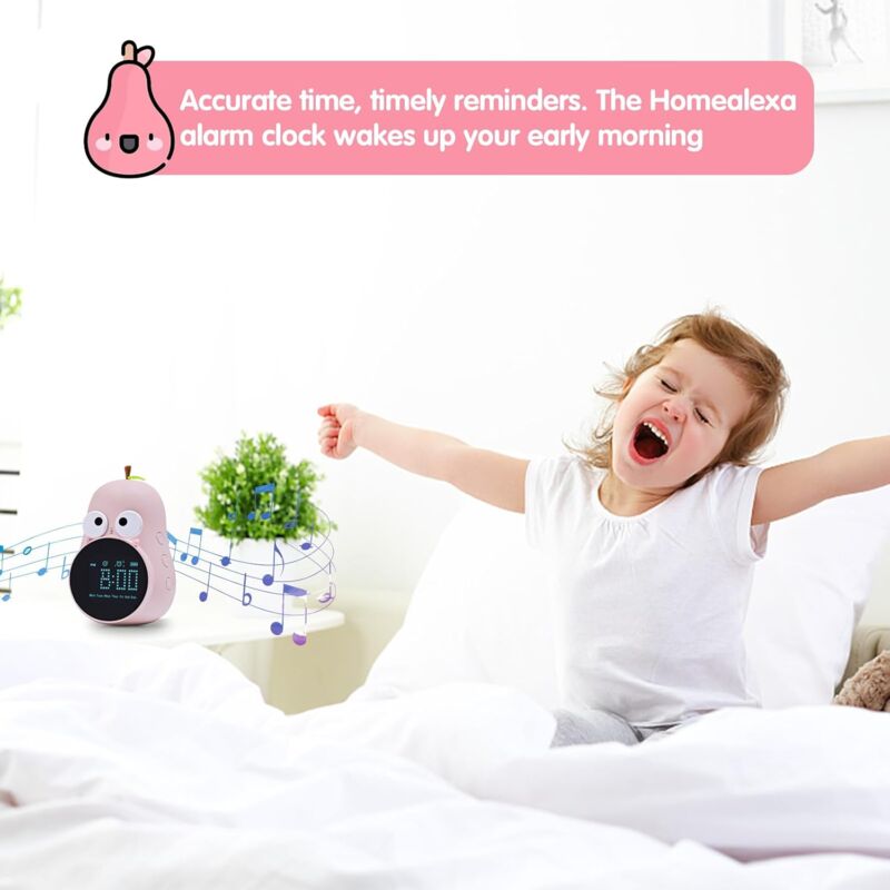 Kids Alarm Clock Light Cute Bulb Creative Bedside Lamp Night Light Programmable Snooze Wake Up Alarm Clock For Girls