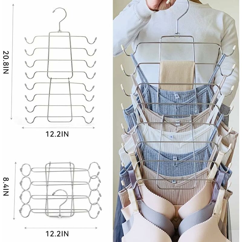 Foldable Space Saving Hanger, Multi-Layer Camisole Hanger, Multifunctional Metal Hangers, Ideal For Underwear, Belts,