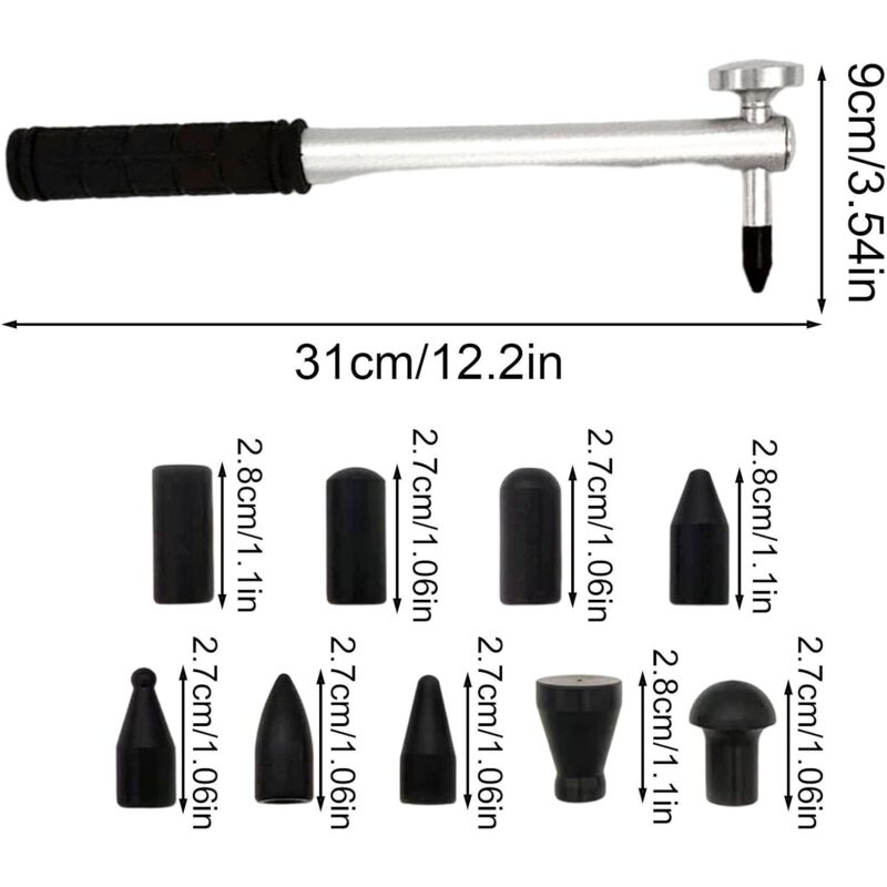 Car Dent Repair Tool, Strong Hammer Tap Down With 9 Heads, Portable Hand Tools Dent Repair Kit Dent Puller Kit For Car