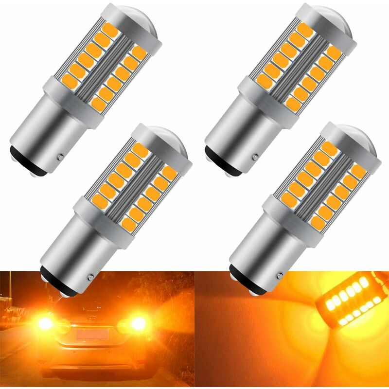 Amber 1157 Ba15D P21/5W 5630 33Smd Car LED Bulbs Canbus 900Lm Super Bright Front And Rear Turn Signal Light Indicator