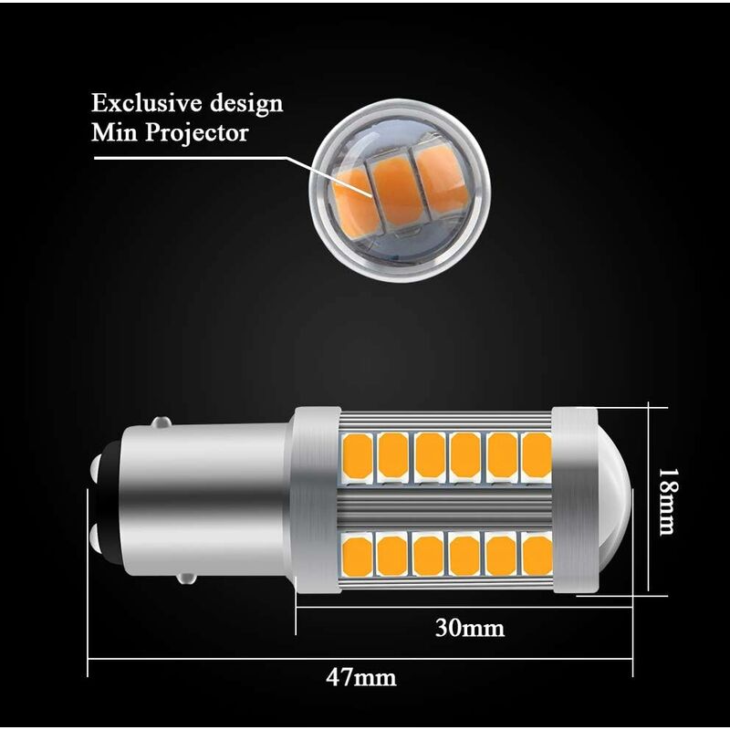 Amber 1157 Ba15D P21/5W 5630 33Smd Car LED Bulbs Canbus 900Lm Super Bright Front And Rear Turn Signal Light Indicator