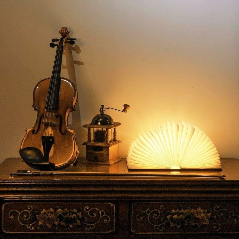 LED Wooden Book Lamp, Christmas Gift Idea Book Lamp Folding And Magnetic, Usb Rechargeable LED Paper Lamp, Decorative