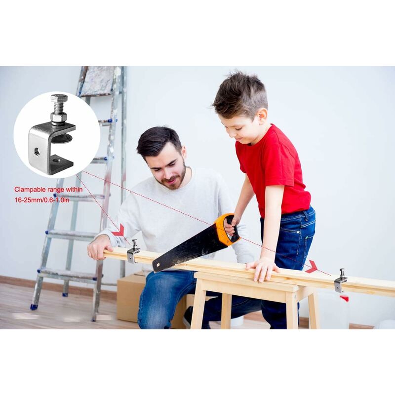 6 pcs Heavy Duty 304 Stainless Steel C-Clamps, For Clamps, Pliers And Turnbuckles, Woodworking Tools, Diy & Auto Repair