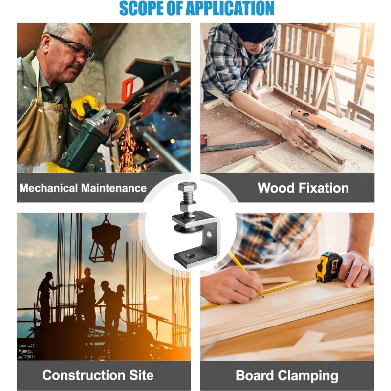 6 pcs Heavy Duty 304 Stainless Steel C-Clamps, For Clamps, Pliers And Turnbuckles, Woodworking Tools, Diy & Auto Repair