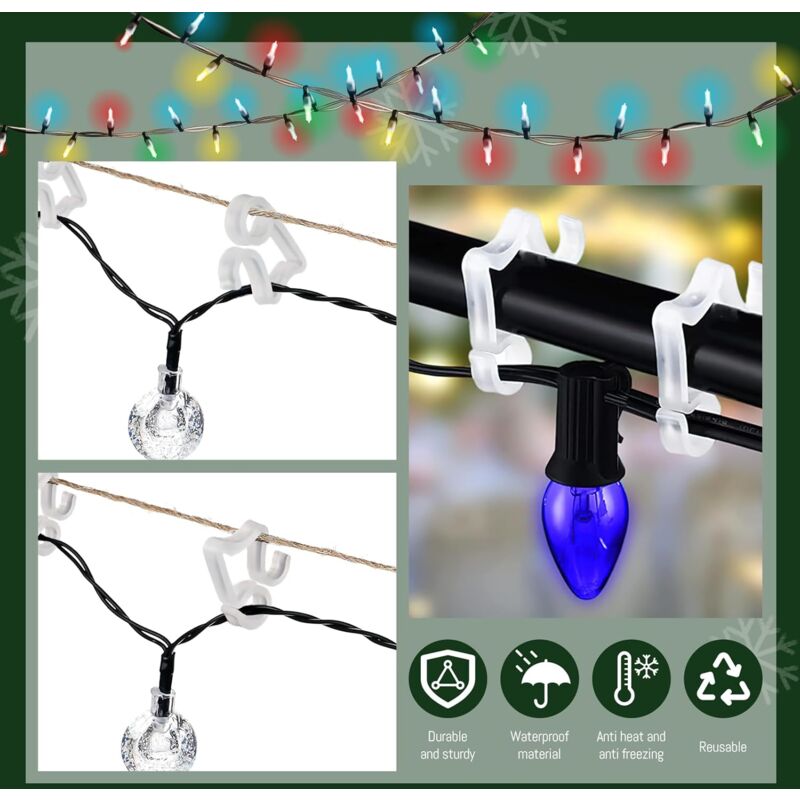100 pcs Gutter Hooks, Outdoor String Lights Clips, Gutter Garland Hooks, Gutter Hooks For Christmas Decorations For