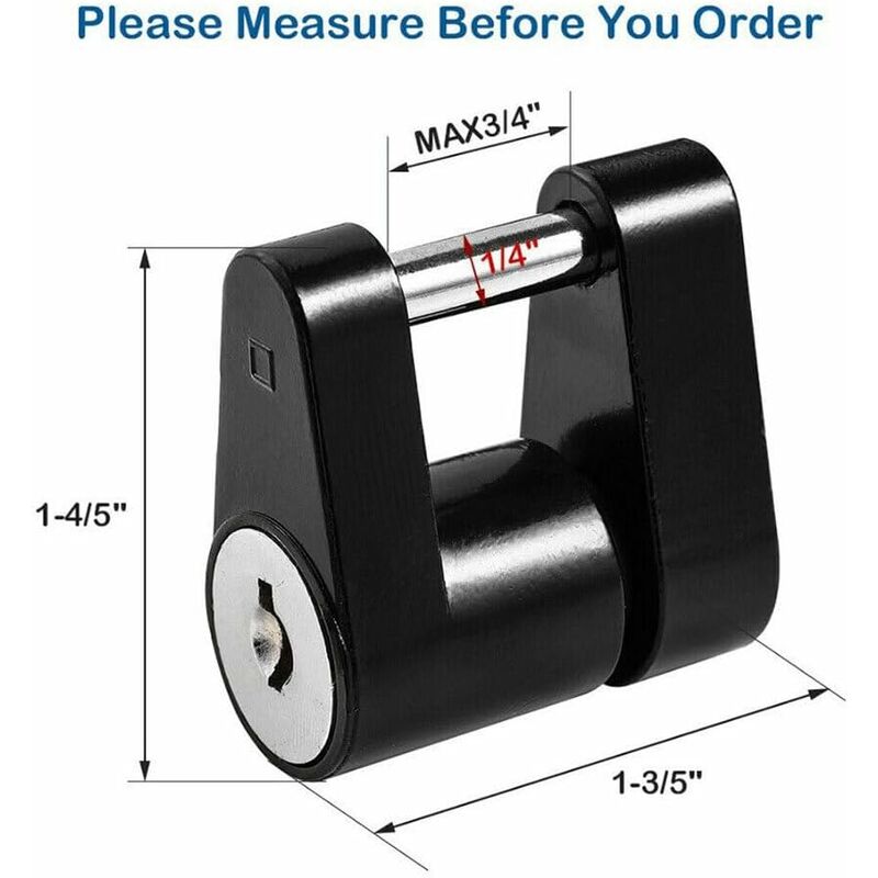 Caravan Security Locks For Safe And Durable Theft Protection, Unisex Metal Locksmith Tools, Trailer Lock, Black