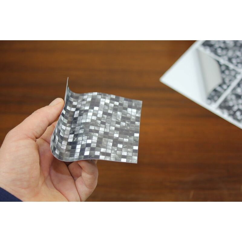 24X Tile Sticker For Bathroom And Kitchen 10 X 10Cm Black White Mosaic 2D Film Adhesive Stickers For Tiles For Wall