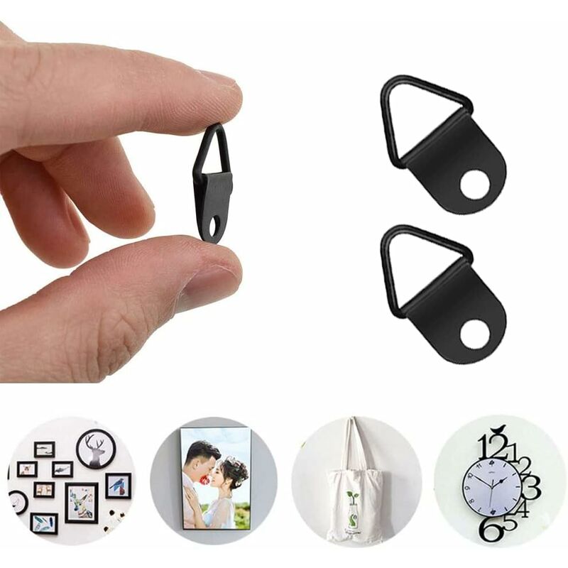 50 pcs Picture Hooks Picture Frame Hanger No Drilling Metal D Rings Frame Mounting For Picture Frame Mirror Fixing Wall