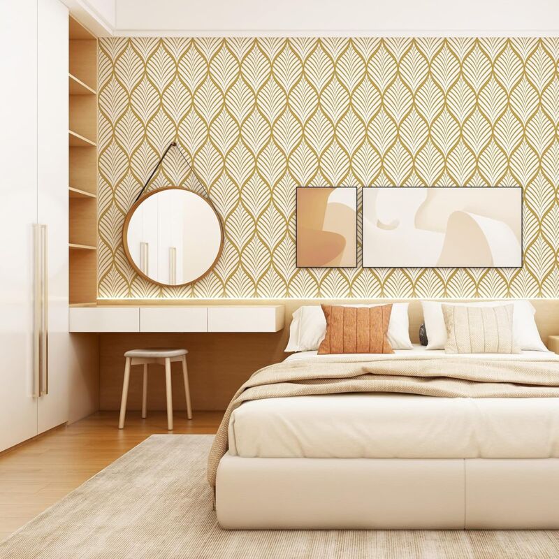 Modern Minimalist Yellow And White Geometric Pattern Wallpaper Waterproof Self-Adhesive Vinyl Film For Bathroom Living