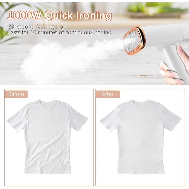 Garment Steamer, Mini Portable Iron, 30S Fast Heat-Up, 1000W, 120Ml, Travel Steamer With Brush And Measuring Cup -