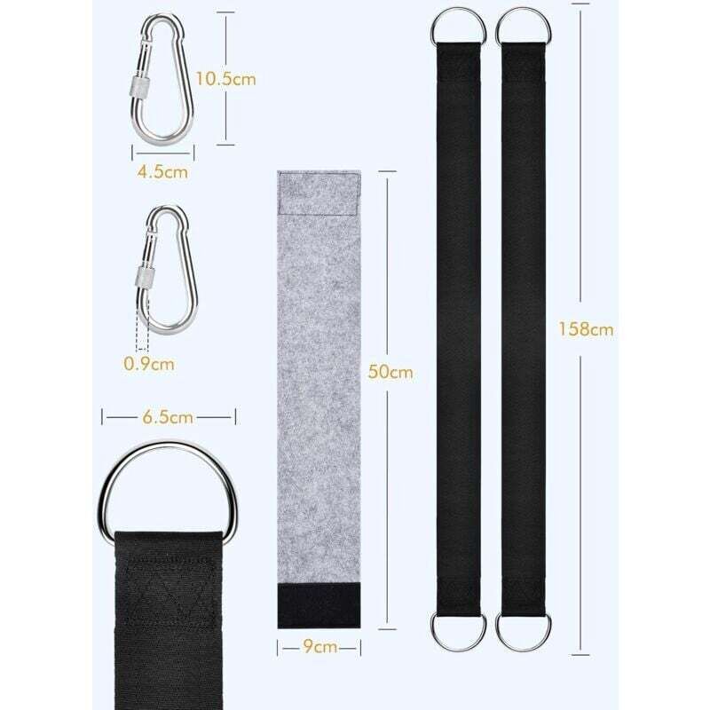 Tree Swing Straps, 158Cm Extra Long Hammock Tree Straps With 2 Safety Locking Carabiner Hooks And D-Rings, Perfect For