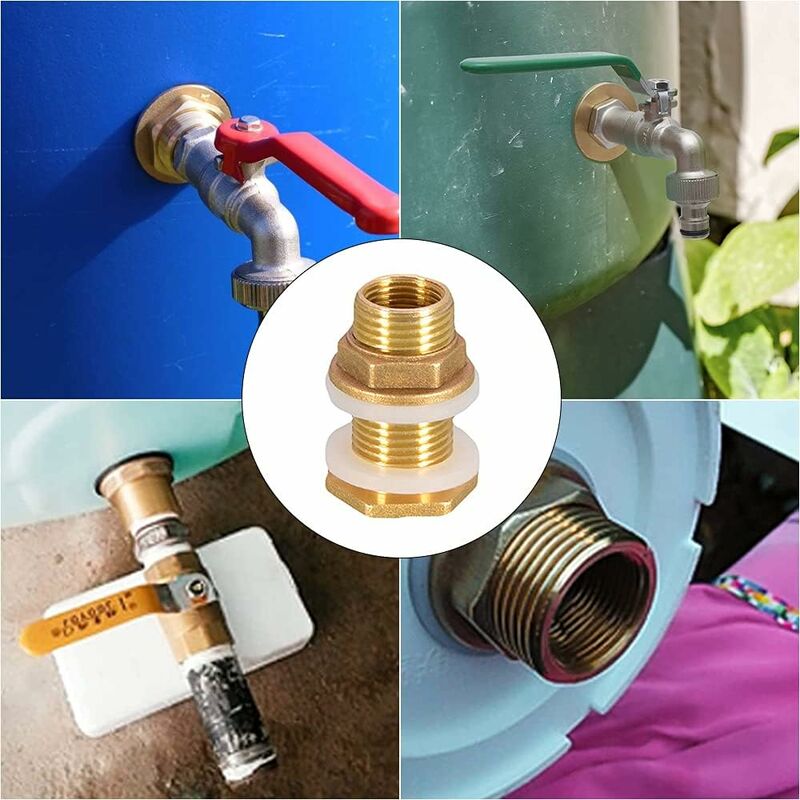 1/2 Brass Water Tank Water Pipe Connector 2 pcs 4.2Cm Brass Water Tank Socket 1/2 Inch Brass Water Connector For Rain
