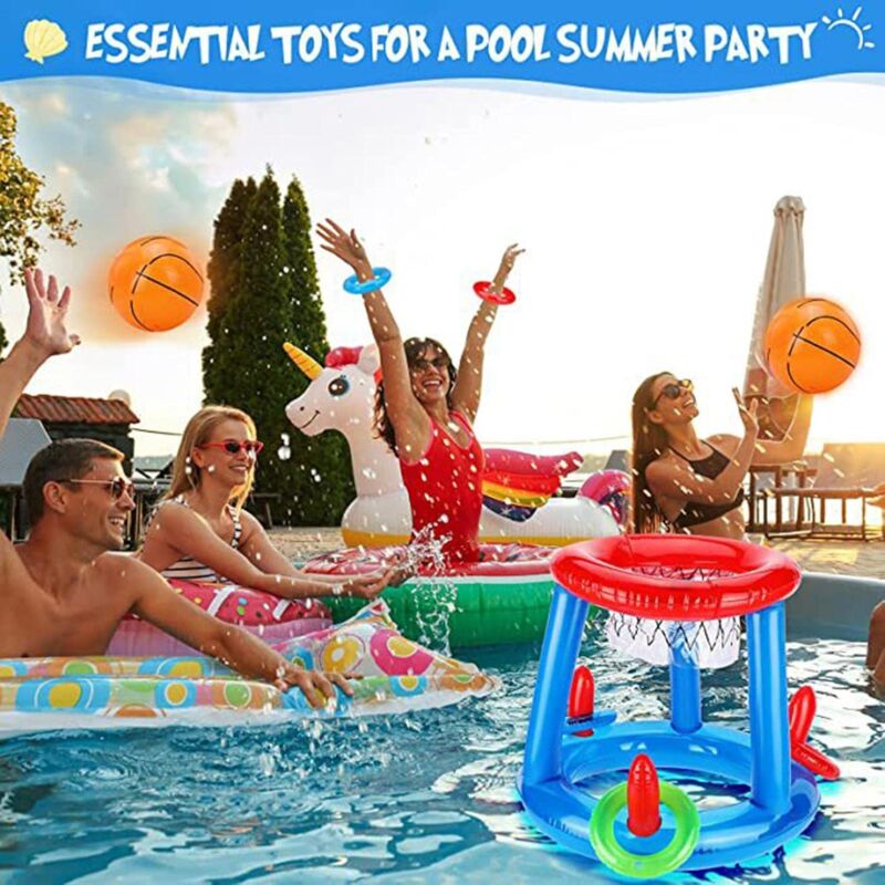 Pool Basketball Hoop - Inflatable Basketball Stand For Swimming Pool Floating Pool Basketball Outdoor Water Game Summer