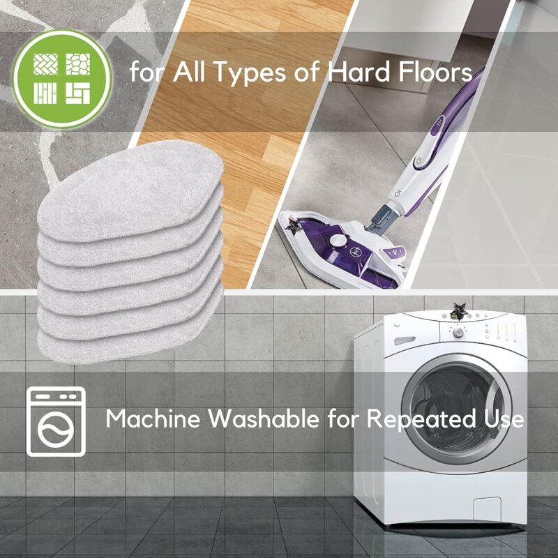 Reusable Microfiber Replacement Pads Compatible With Polti Vaporetto Washable Steam Cleaner Refill Pads (6 Pack)