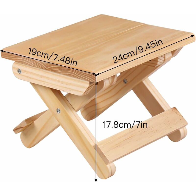 Solid Wood Folding Step Stool For Home, Play, Fishing, Garden, 24X19X17.8 Cm
