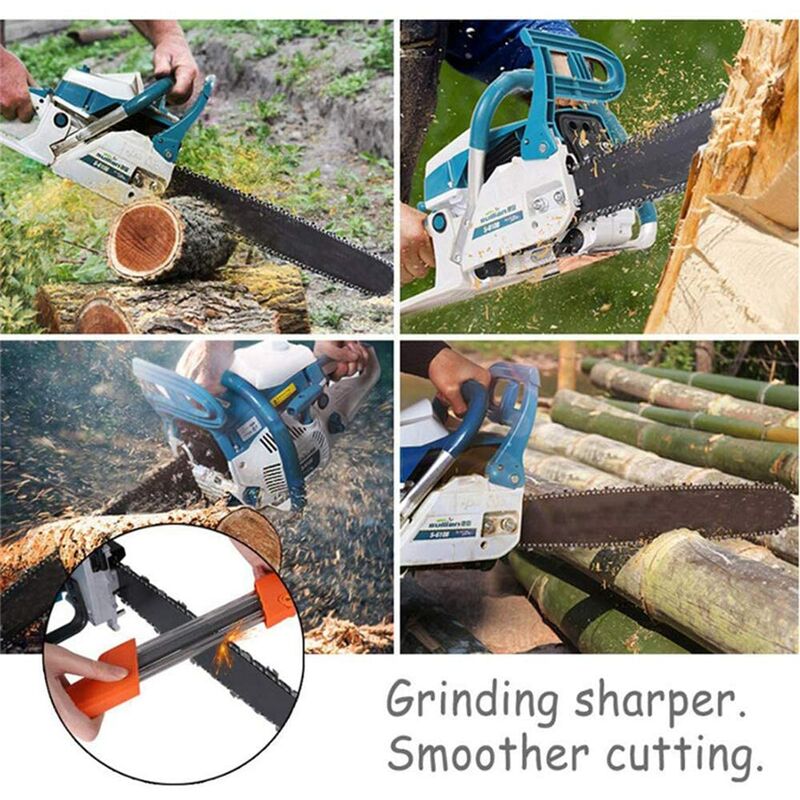 2 In 1 Easy File Chainsaw Chain Sharpener 3/8"/4.0Mm, Chainsaw Pitch Fast Teeth Sharpening Set With Handles, Fits All